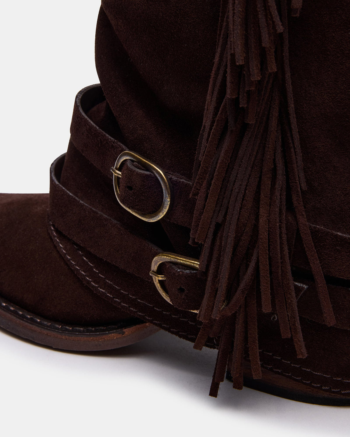 ANSEL Brown Suede Pointed-Toe Fold-Over Cuffed Women's Ankle Boot | Steve Madden New
