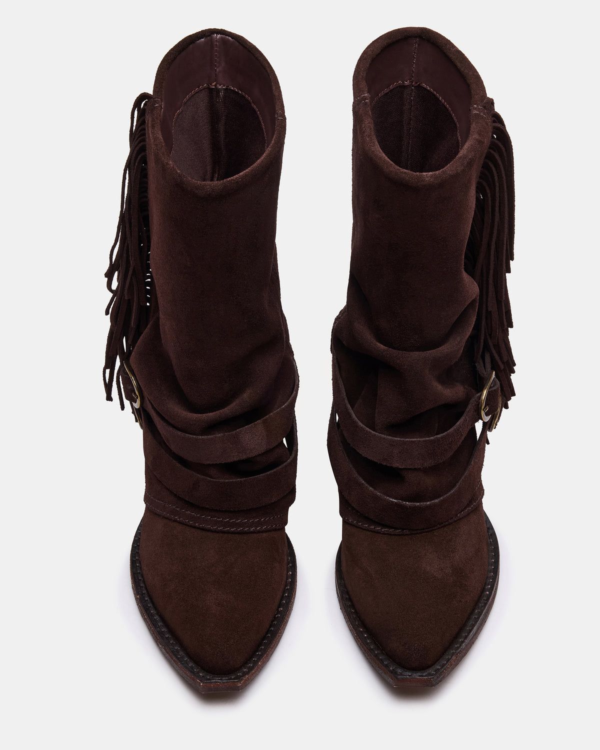 ANSEL Brown Suede Pointed-Toe Fold-Over Cuffed Women's Ankle Boot | Steve Madden New