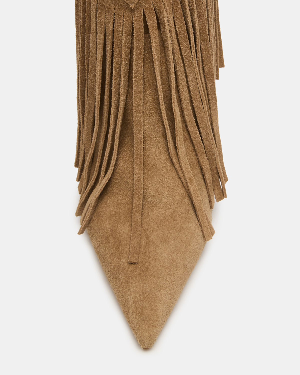 FALTER Chestnut Suede Pointed-Toe Fringe Western Women's Ankle Boot | Steve Madden Featured