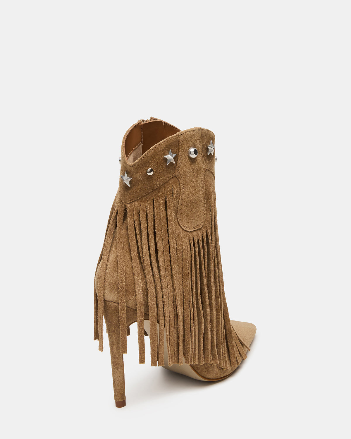 FALTER Chestnut Suede Pointed-Toe Fringe Western Women's Ankle Boot | Steve Madden Featured