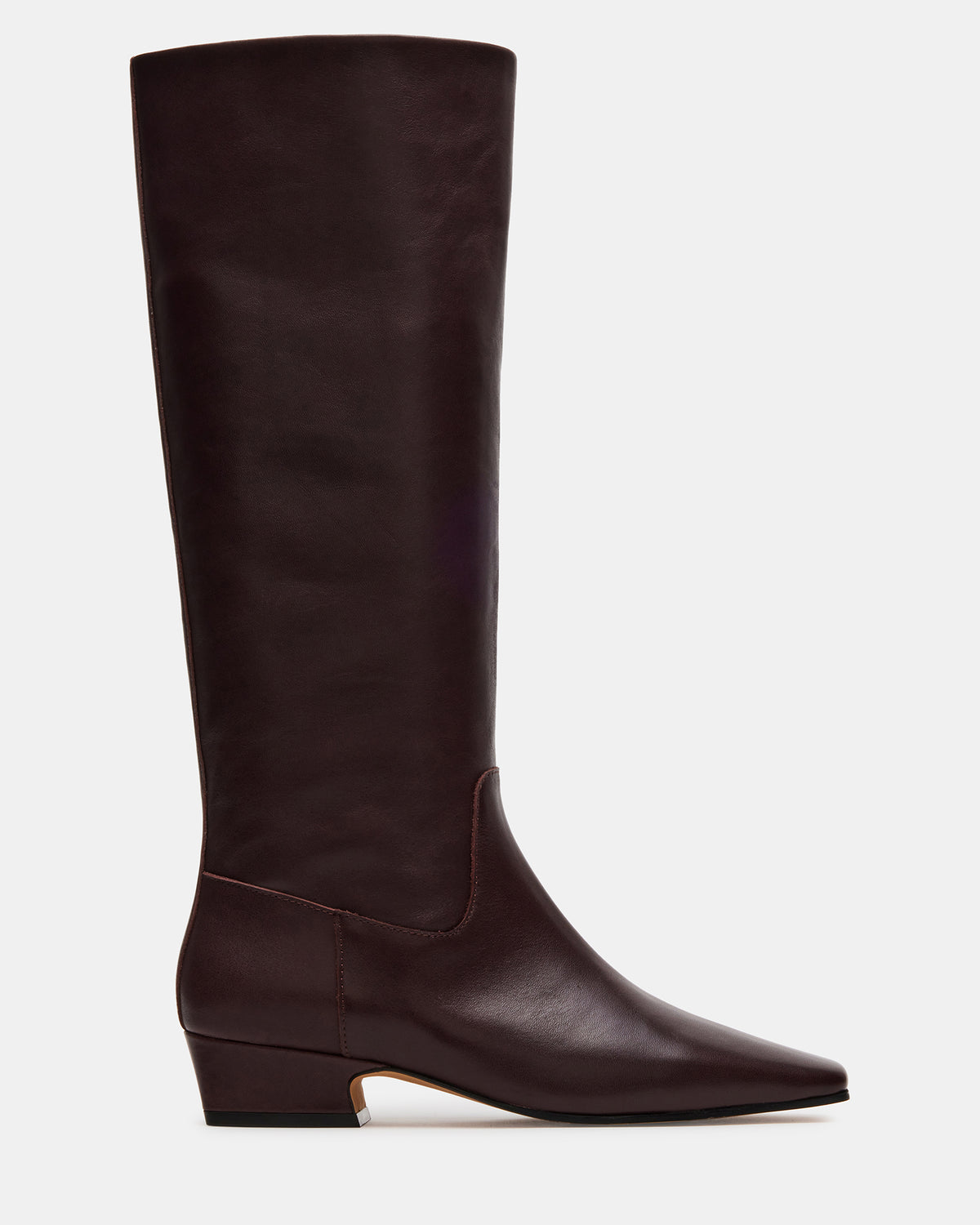 GWYNETH Brown/Red Leather Square Toe Boot | Women's Boots | Steve Madden Trusted