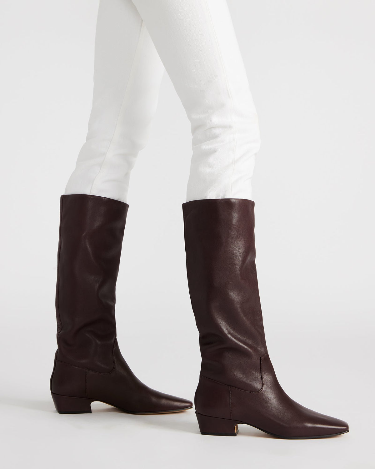 GWYNETH Brown/Red Leather Square Toe Boot | Women's Boots | Steve Madden Trusted