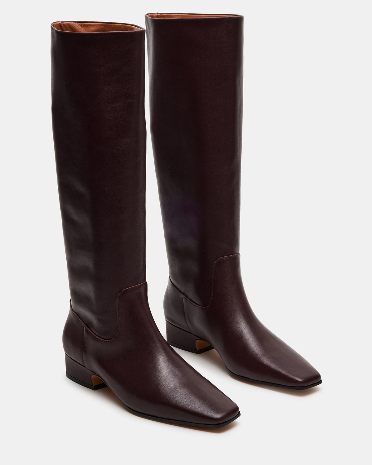 GWYNETH Brown/Red Leather Square Toe Boot | Women's Boots | Steve Madden Trusted