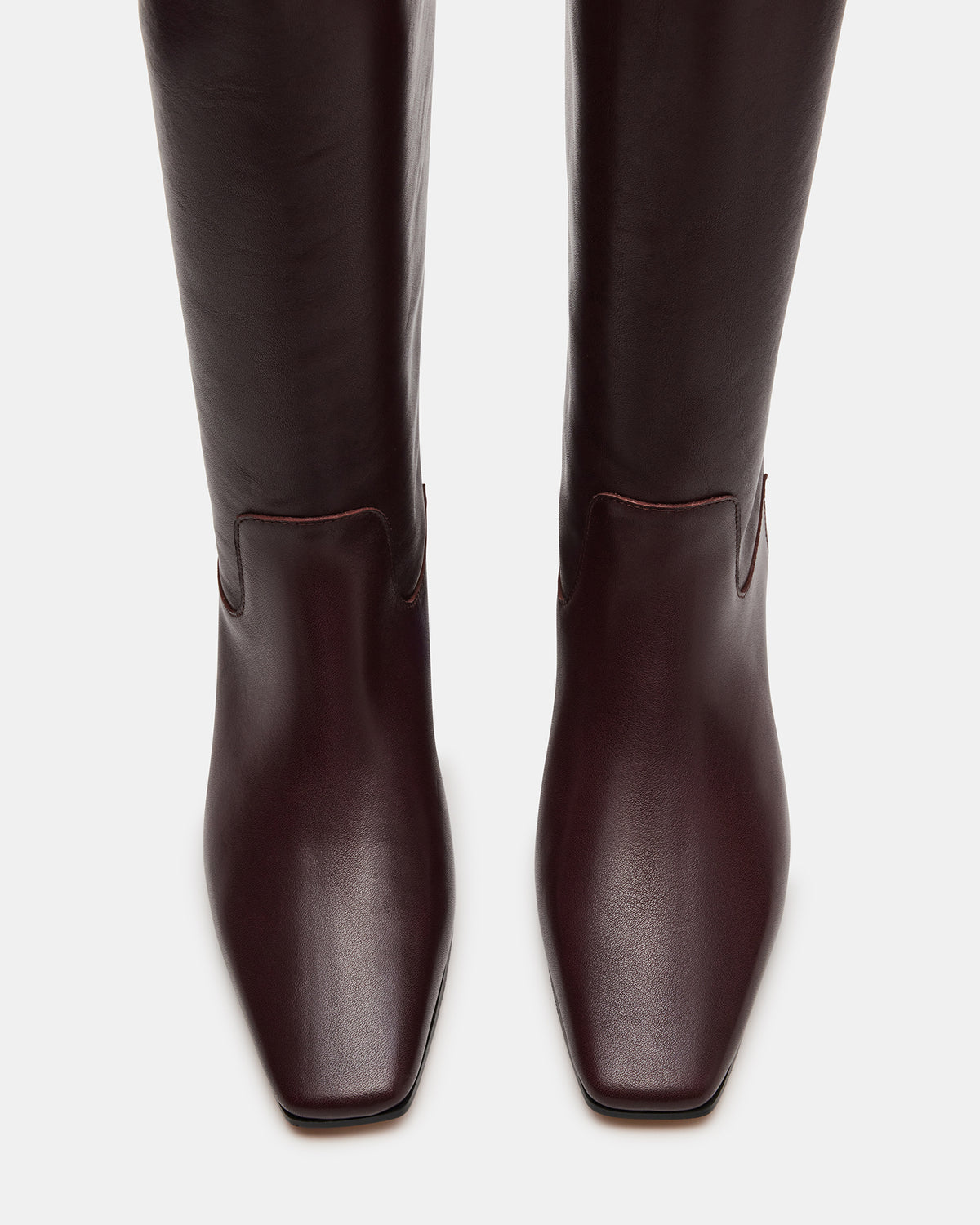 GWYNETH Brown/Red Leather Square Toe Boot | Women's Boots | Steve Madden Trusted