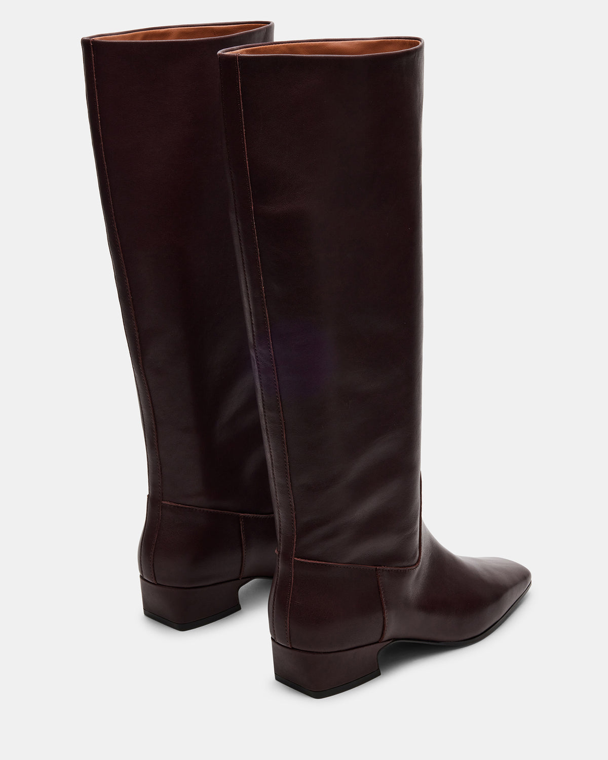GWYNETH Brown/Red Leather Square Toe Boot | Women's Boots | Steve Madden Trusted