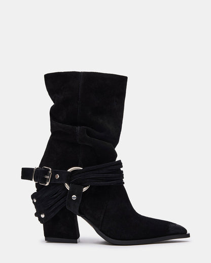 LAUPER Black Pointed-Toe Heeled Buckle Women's Ankle Boot | Steve Madden New