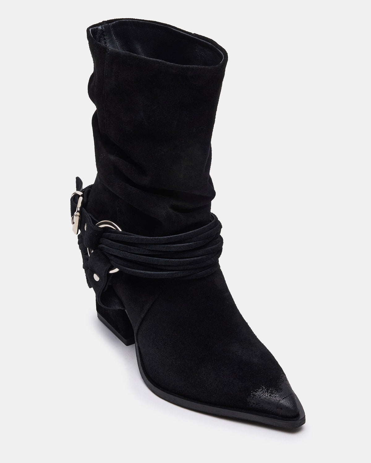 LAUPER Black Pointed-Toe Heeled Buckle Women's Ankle Boot | Steve Madden New