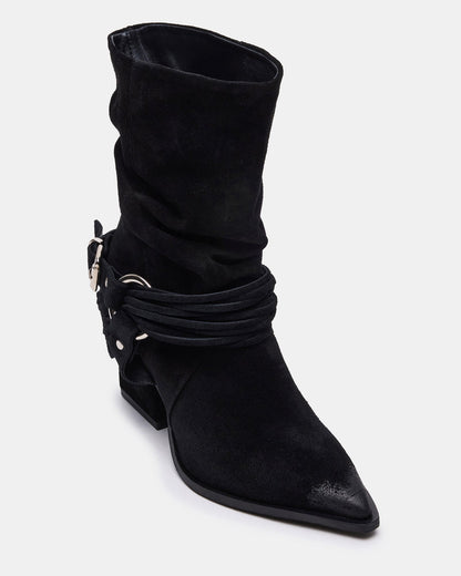 LAUPER Black Pointed-Toe Heeled Buckle Women's Ankle Boot | Steve Madden New