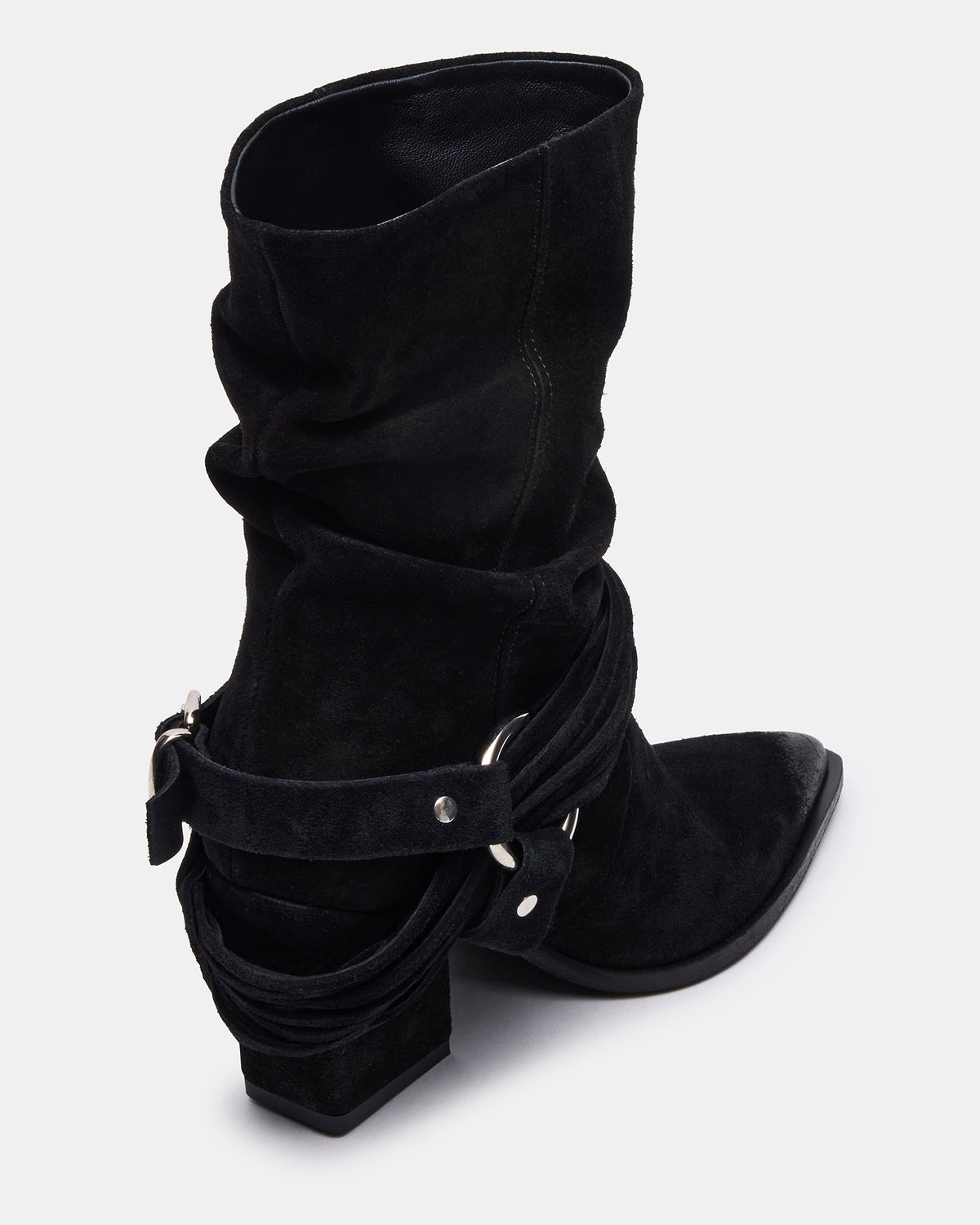 LAUPER Black Pointed-Toe Heeled Buckle Women's Ankle Boot | Steve Madden New
