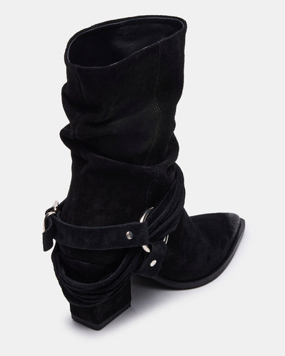 LAUPER Black Pointed-Toe Heeled Buckle Women's Ankle Boot | Steve Madden New