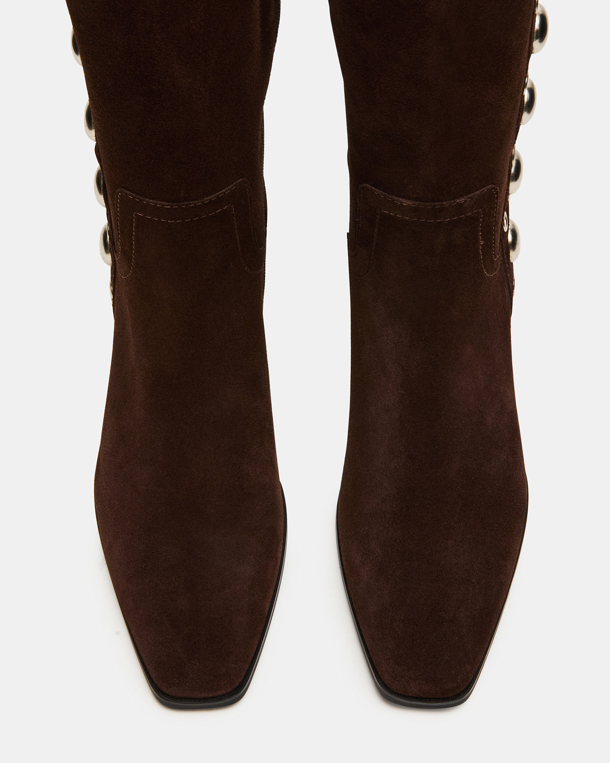 DINGO Brown Suede Studs Knee-High Square-Toe Women's Boot | Steve Madden Classic