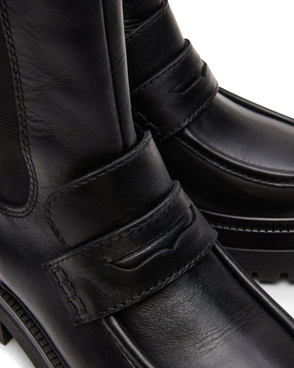 CONWAY Black Leather Platform Lug Chelsea Women's Ankle Boot | Steve Madden Quality