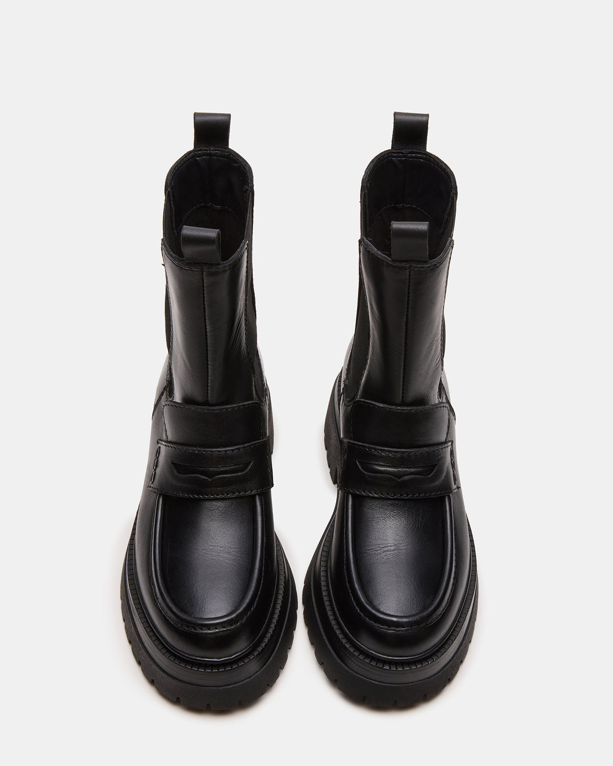 CONWAY Black Leather Platform Lug Chelsea Women's Ankle Boot | Steve Madden Quality