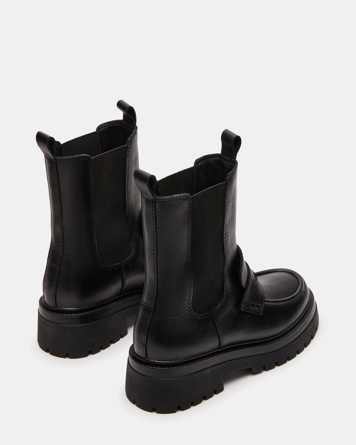 CONWAY Black Leather Platform Lug Chelsea Women's Ankle Boot | Steve Madden Quality