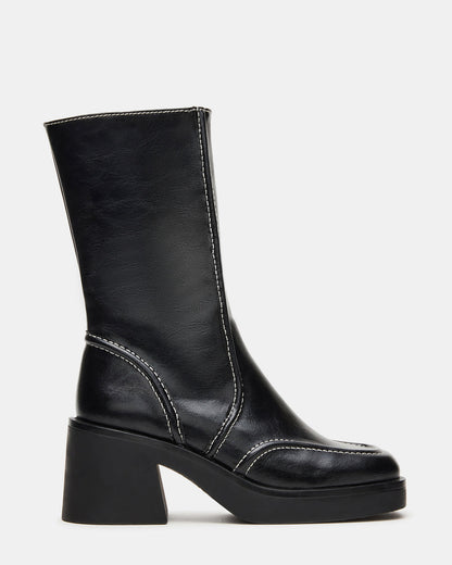 ALTER Black Patent Square-Toe Platform Block Heel Women's Ankle Boot | Steve Madden Recommended
