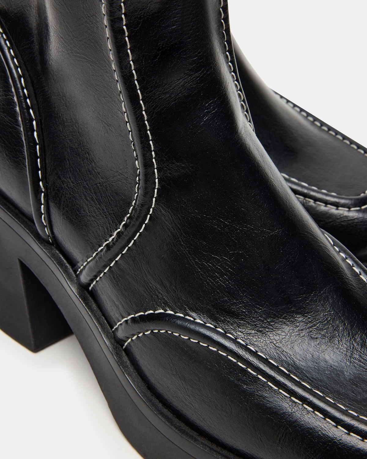 ALTER Black Patent Square-Toe Platform Block Heel Women's Ankle Boot | Steve Madden Recommended