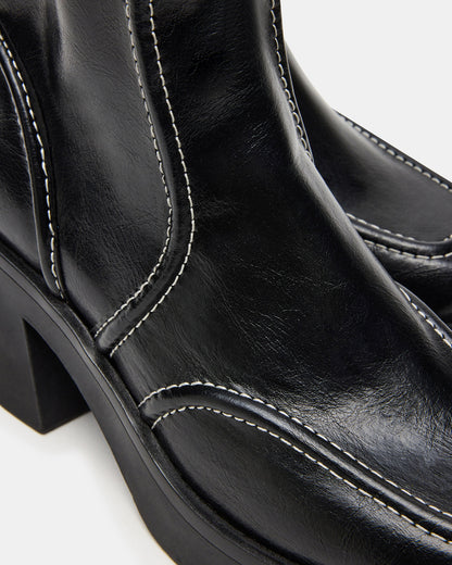 ALTER Black Patent Square-Toe Platform Block Heel Women's Ankle Boot | Steve Madden Recommended