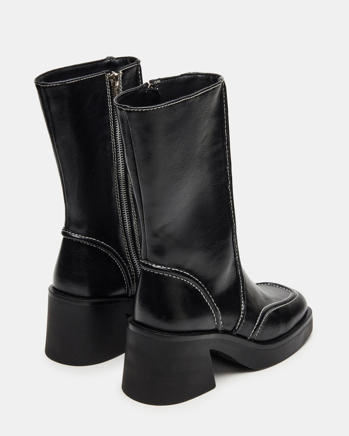 ALTER Black Patent Square-Toe Platform Block Heel Women's Ankle Boot | Steve Madden Recommended