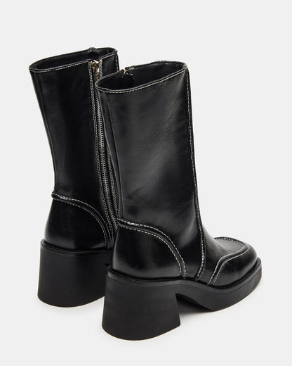 ALTER Black Patent Square-Toe Platform Block Heel Women's Ankle Boot | Steve Madden Recommended