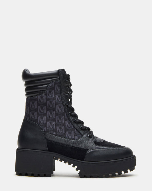 HIKER Black Multi Platform Lug Lace-Up Women's Anke Boot | Steve Madden Trusted