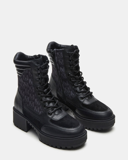 HIKER Black Multi Platform Lug Lace-Up Women's Anke Boot | Steve Madden Trusted