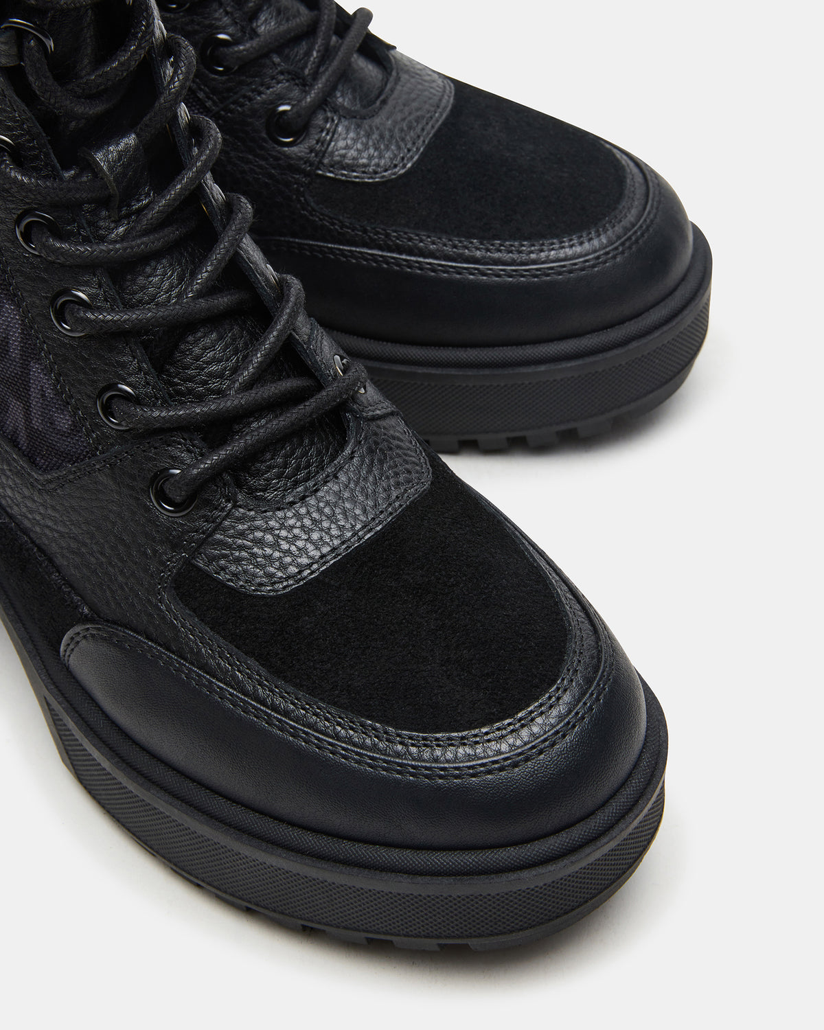 HIKER Black Multi Platform Lug Lace-Up Women's Anke Boot | Steve Madden Trusted