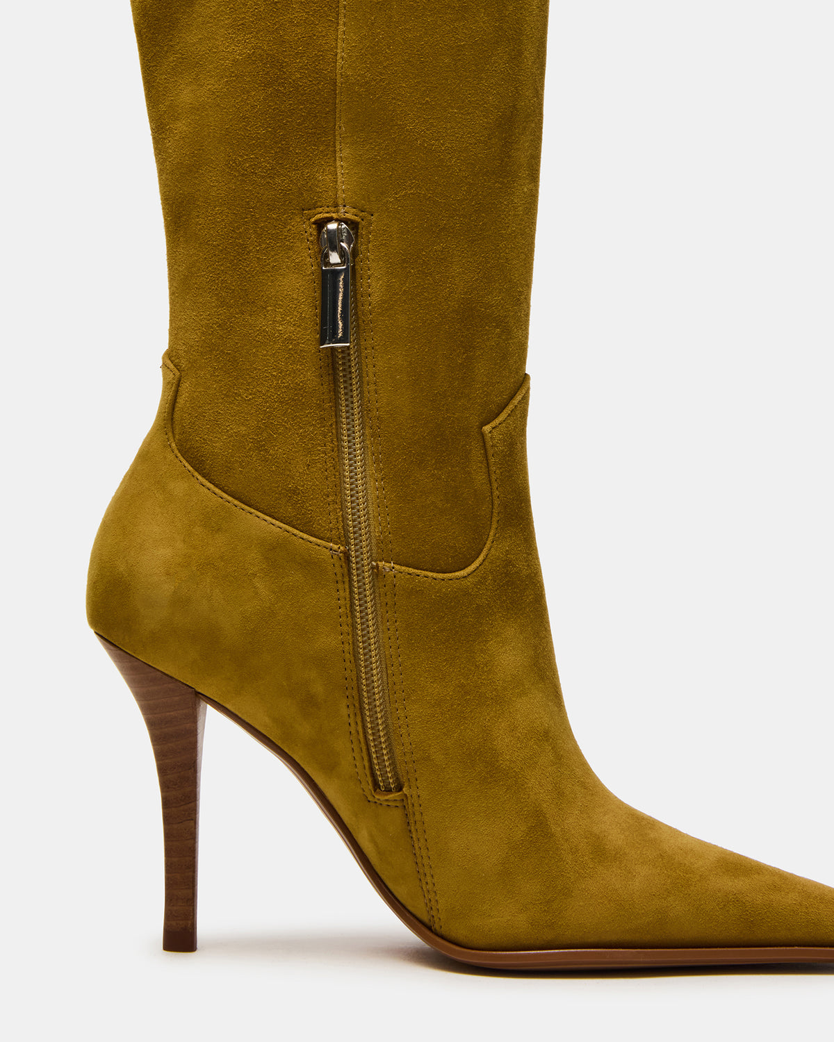 WESCOT Olive Suede Square-Toe Knee-High Heeled Women's Boot | Steve Madden Top Pick