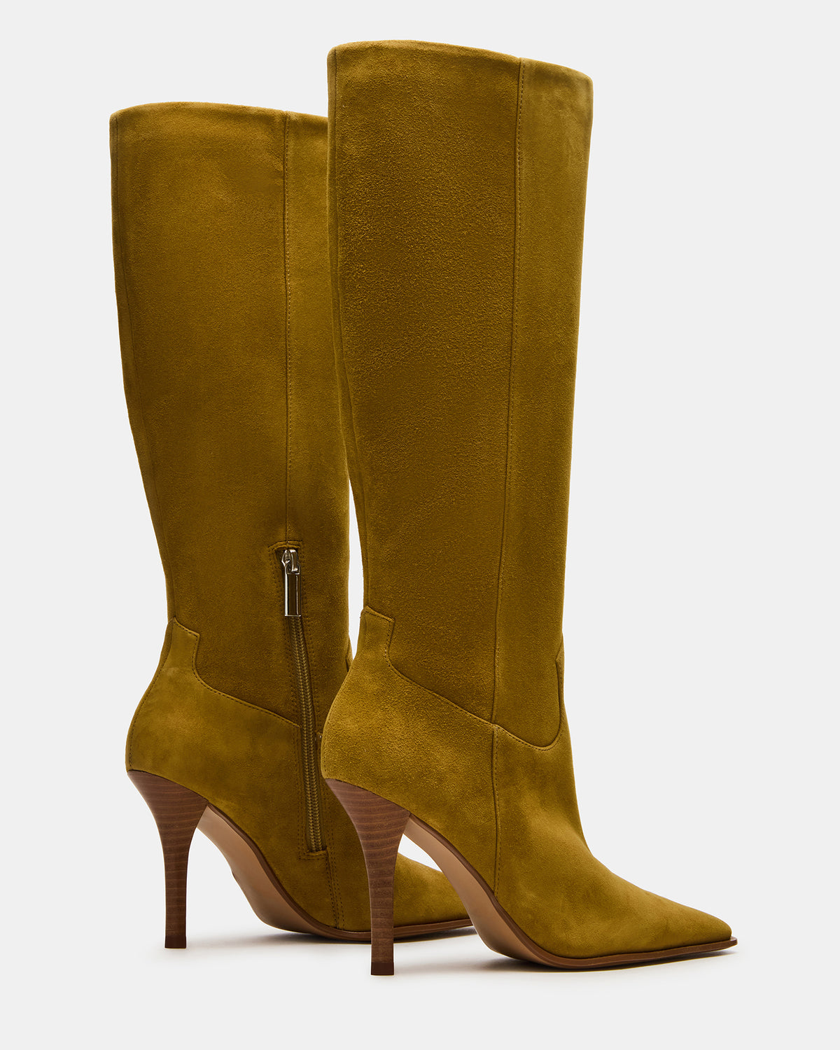 WESCOT Olive Suede Square-Toe Knee-High Heeled Women's Boot | Steve Madden Top Pick