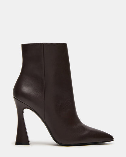BOLERO Brown Leather Pointed-Toe Heeled Women's Ankle Boot | Steve Madden Smart Buy