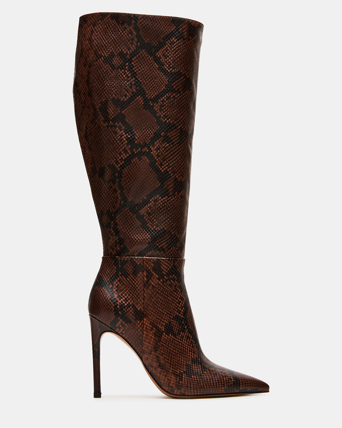 NITRO Brown Snake Wife Calf Pointed-Toe Stiletto Heel Knee-High Women's Boots | Steve Madden Special Offer