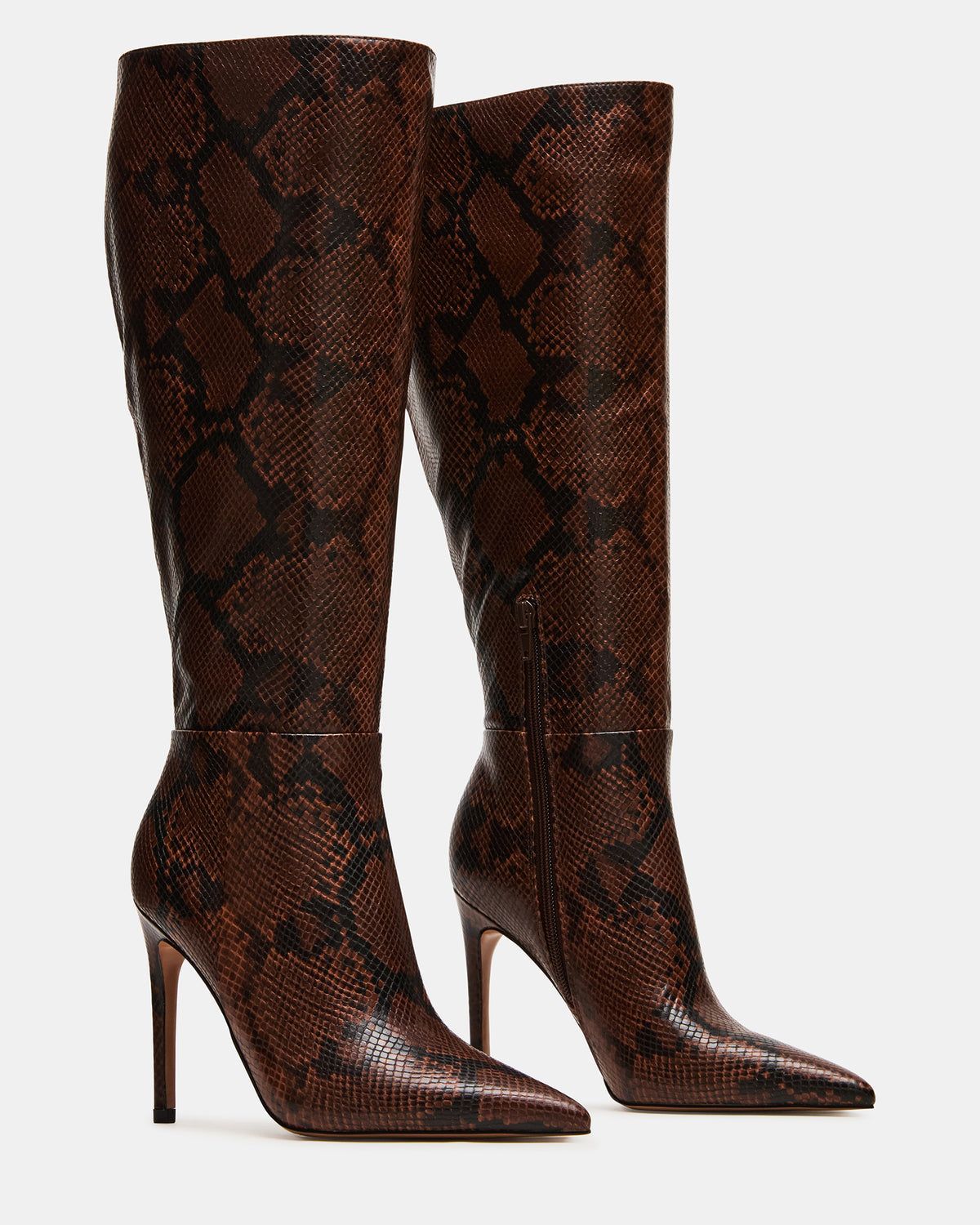 NITRO Brown Snake Wife Calf Pointed-Toe Stiletto Heel Knee-High Women's Boots | Steve Madden Special Offer