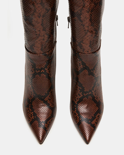 NITRO Brown Snake Wife Calf Pointed-Toe Stiletto Heel Knee-High Women's Boots | Steve Madden Special Offer