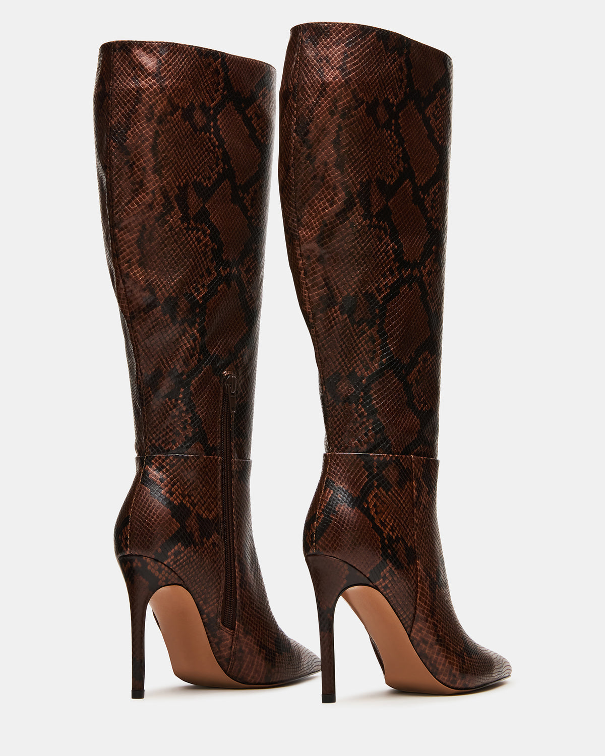 NITRO Brown Snake Wife Calf Pointed-Toe Stiletto Heel Knee-High Women's Boots | Steve Madden Special Offer