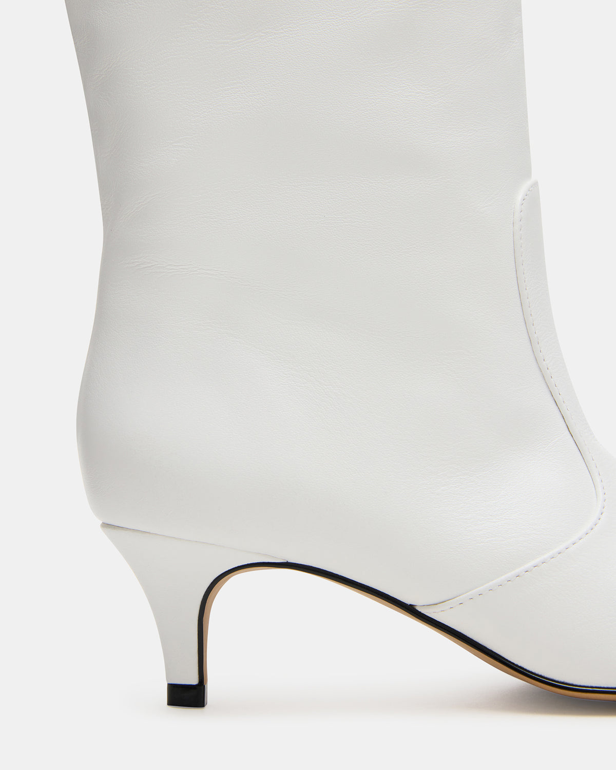 LANDER White Leather Knee-High Kitten Heel Women's Boot | Steve Madden Signature