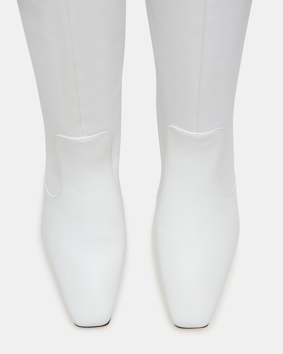 LANDER White Leather Knee-High Kitten Heel Women's Boot | Steve Madden Signature