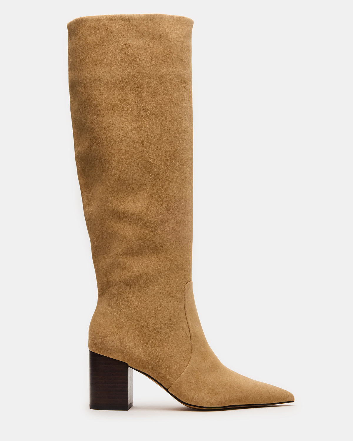 SKYLINE Taupe Suede Knee-High Pointed Toe Women's Boot | Steve Madden Top Pick