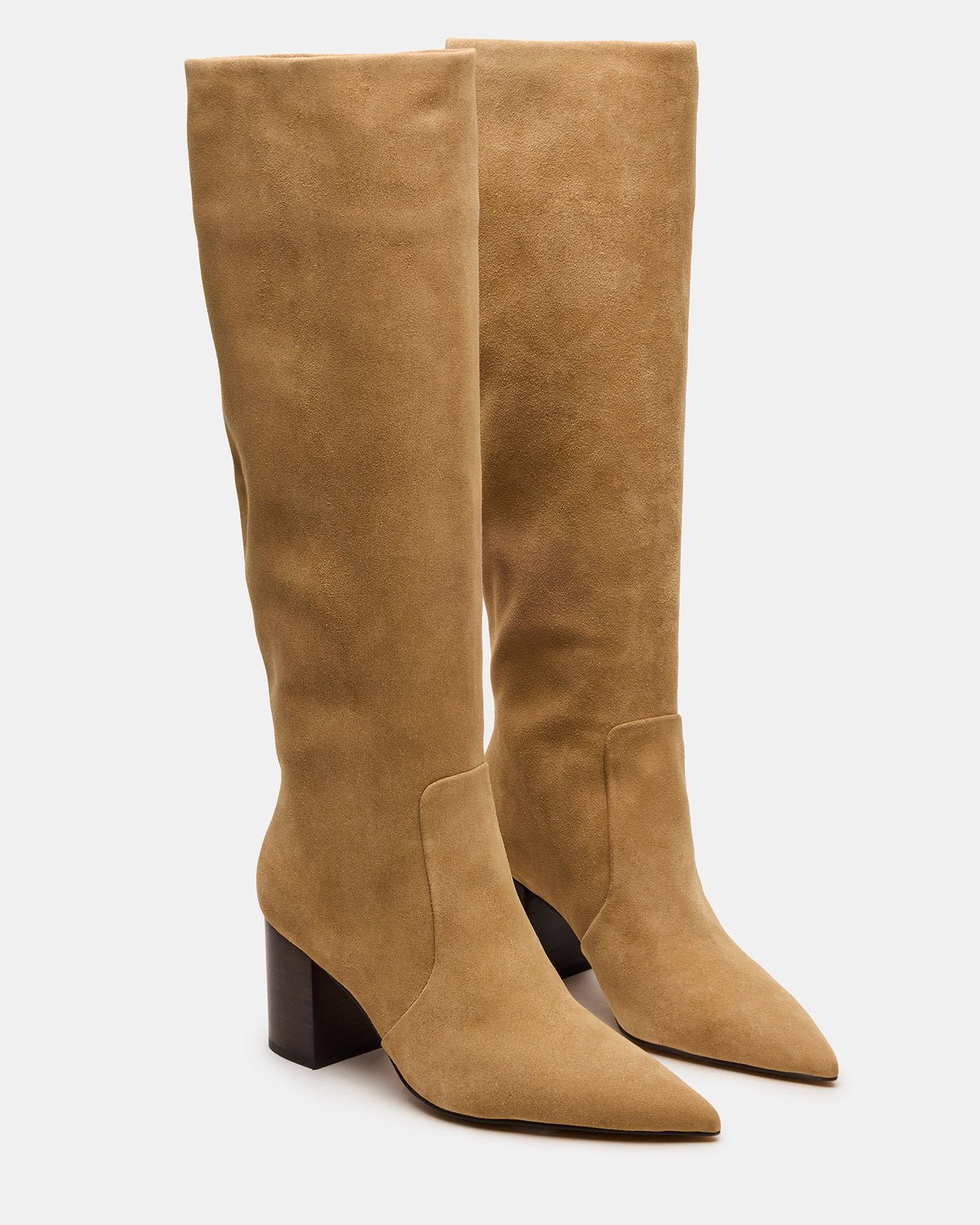 SKYLINE Taupe Suede Knee-High Pointed Toe Women's Boot | Steve Madden Top Pick