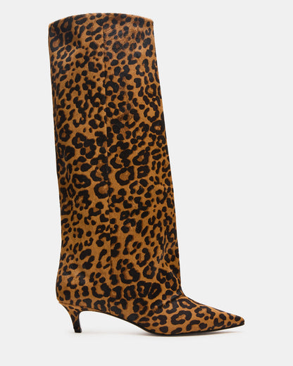 LUCA Leopard Pointed-Toe Cuffed Kitten Heel Women's Boot | Steve Madden Classic