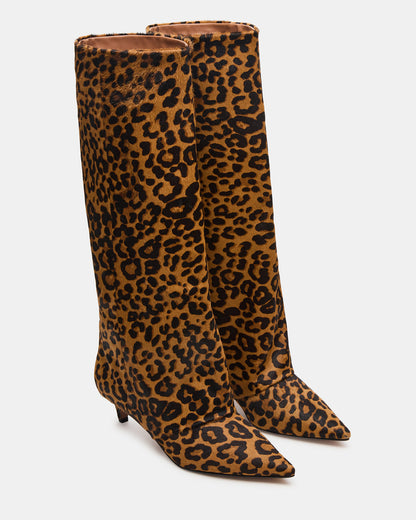 LUCA Leopard Pointed-Toe Cuffed Kitten Heel Women's Boot | Steve Madden Classic