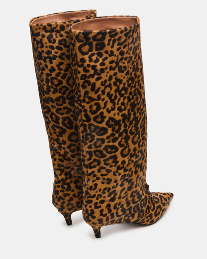 LUCA Leopard Pointed-Toe Cuffed Kitten Heel Women's Boot | Steve Madden Classic