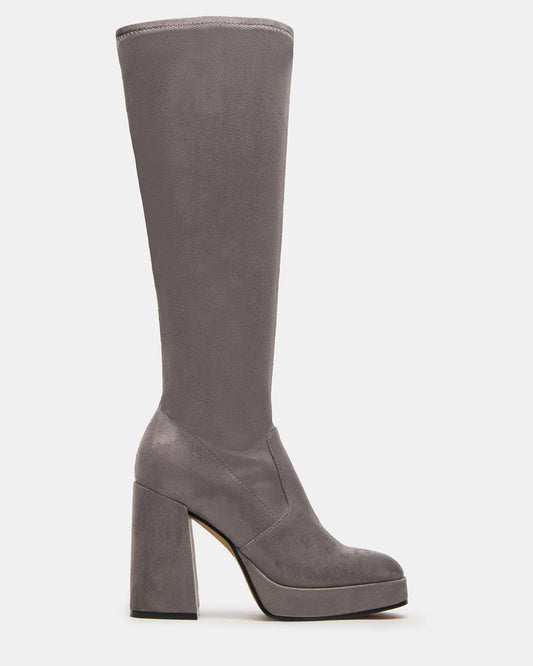 TWAIN Grey Knee-High Block Heel Women's Boot | Steve Madden Discount
