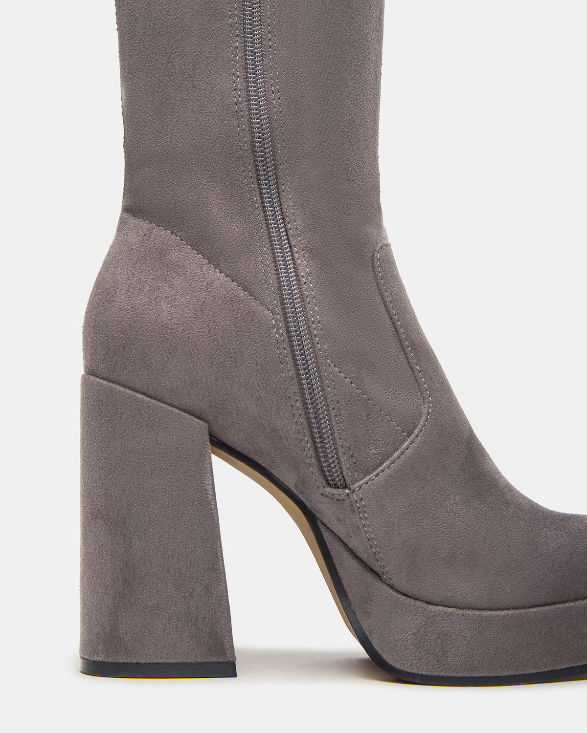 TWAIN Grey Knee-High Block Heel Women's Boot | Steve Madden Discount