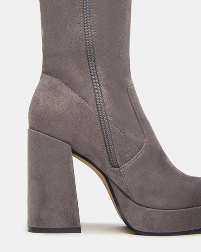 TWAIN Grey Knee-High Block Heel Women's Boot | Steve Madden Discount