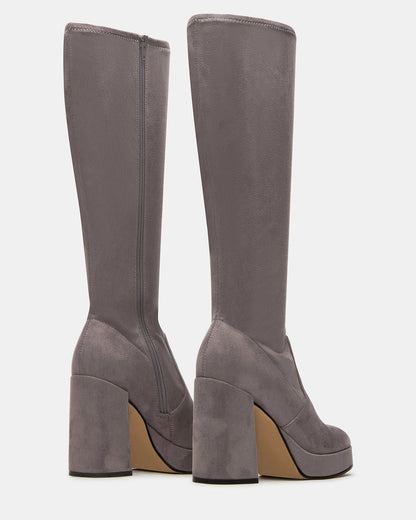 TWAIN Grey Knee-High Block Heel Women's Boot | Steve Madden Discount