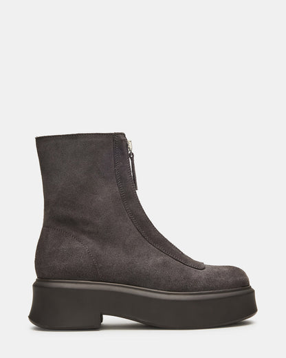 JONES Grey Suede Zipper Lug Women's Ankle Boot | Steve Madden Quality