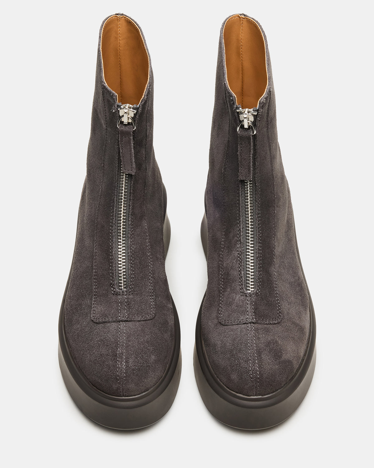JONES Grey Suede Zipper Lug Women's Ankle Boot | Steve Madden Quality