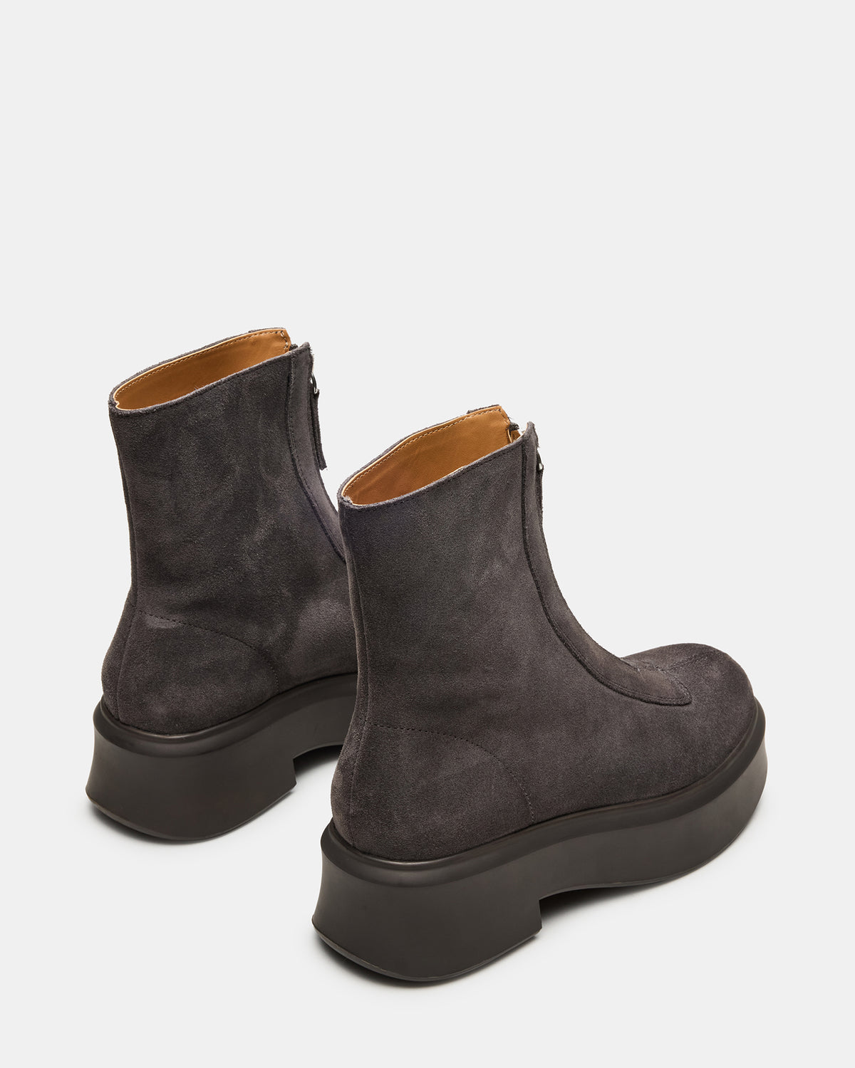 JONES Grey Suede Zipper Lug Women's Ankle Boot | Steve Madden Quality