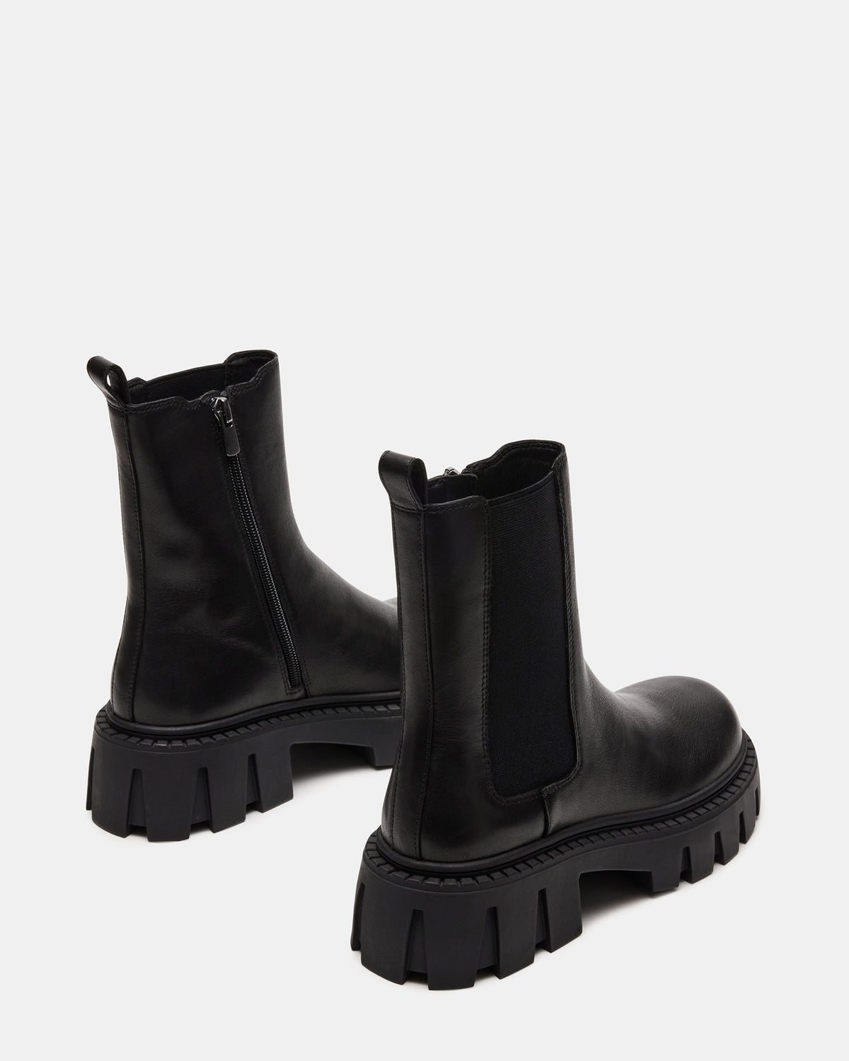 CHARGES Black Leather Platform Bootie | Women's Booties | Steve Madden Best Seller