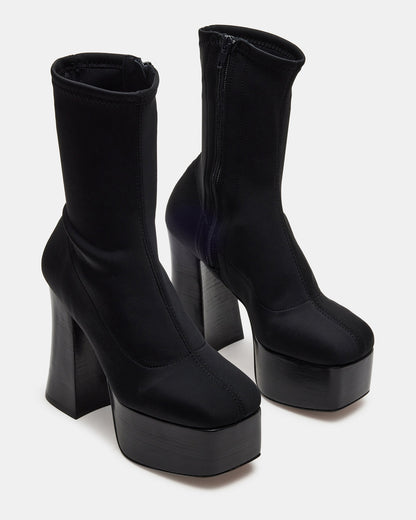 SOHO Black Super Platform Ankle Boot | Women's Booties | Steve Madden Everyday