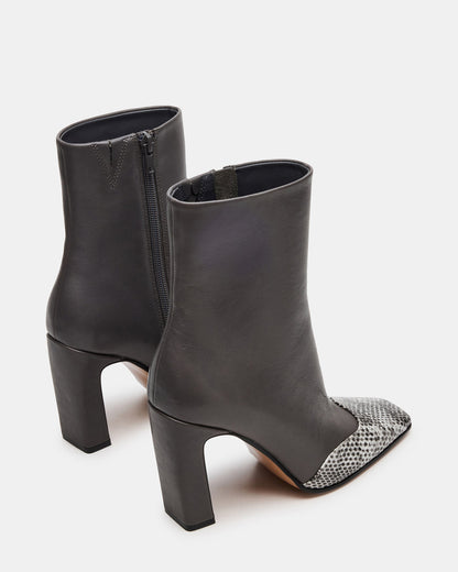 LYLE Grey Leather Square-Toe Heeled Women's Ankle Boot | Steve Madden Latest